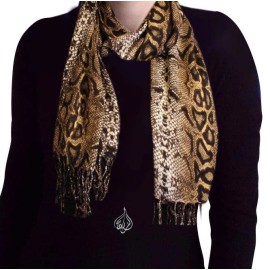 ALSHARIFA PYTHON LONG NECK SCARF HIJAB 70 X 22" | WOMEN SHAWL | MODEST SCARF Brown Boa