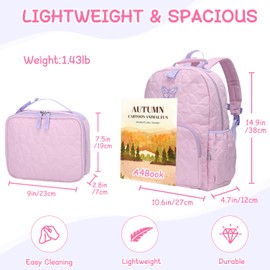 Toddler Backpack for Girls,Chase Chic Puffer Cute Lightweight Preschool Backpack with Lunch Box Set for Daycare Travel Kids Age 3-6,Pink Butterfly
