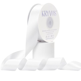 KRYVUS Double Faced 1-1/2" White Polyester Satin Ribbon Continuous 50 Yards Use for Bows Bouquet,Christmas Gift Wrapping,Floral Arrangement