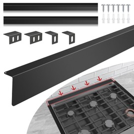 30" Slide-in Range Rear Filler Kit W10113901A with 2pcs Silicone Stove Gap Covers, Cooktop Trim Kit Between Stove and Backsplash for Whirlpool & Most Brand, 316 Stainless Steel (Black)