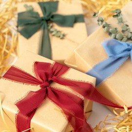 MORSUNBELA Chiffon Ribbon Cream 3.8 cm Gift Ribbon Ribbon Fabric Ribbon Decorative Ribbon for Gift Wrapping