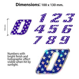 Holographic Racing Number 9 Medium, Stars, 10 x 7.5 cm