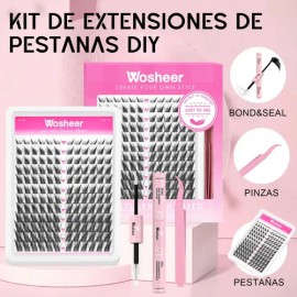 Wosheer DIY kit de extensiones pestañas Natural Delgado pestañas Zorros de ojos izquierdo y derecho con pestañas 8 - 16mm longitud mixta wosheer lash（