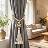 YISARSH Wood Bead Magnetic Curtain Tiebacks, No Drill Curtain Tie