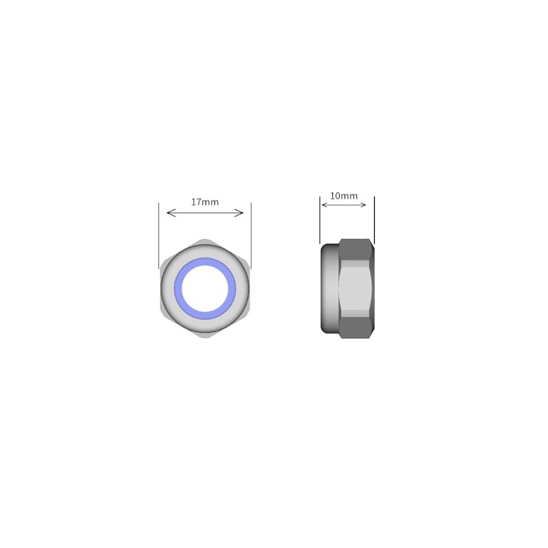 M10 (10mm) Nyloc Nut (Type-T) A2 Stainless Steel (Pack of