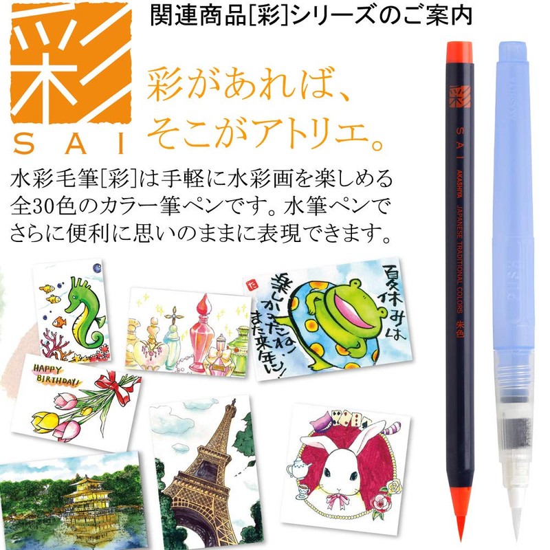 Akashiya CAM401-M Water Brush Pen, Round Brush, Medium