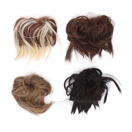 4pcs Messy Hair Bun Fashionable Tousled Updo Short Ponytail Hairpieces Extensions for Women Girls