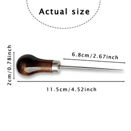 2 Pcs Sewing Awl Wooden,Gourd Shape Awl Tool Sharp,Bradawl Tool for Wood,for Leather Punching Craft,Leather Sewing Crafting,DIY Handmade Needle Punching