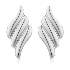 HESSAWELL Vintage Statement Silver Knot Stud Earrings for Women Chunky Trendy Lightweight Hollow Twisted Earings Silver Wing Earrings Fashion Jewelry Gift