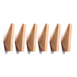 LONANGG Pack 6 Rubber Wood. Simple Retro Triangular Wall Hooks Coat Hook, Bags, Overcoats Robes/hat Hooks, Clothes Hangers, Clothes, Wooden Products, Creative Wall Decorations (Rhombus (6HOOK)