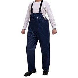 RainRider Rain Bib Pants for Men Women Waterproof Overalls Safety Trousers Workwear Fishing Bibs Lightweight 150D Oxford(Navy,L)