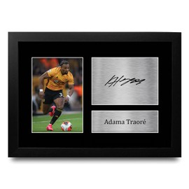 HWC Trading FR A4 Adama Traore Wolves Gifts Printed Signed Autograph Picture for Football Fans and Supporters - A4 Framed