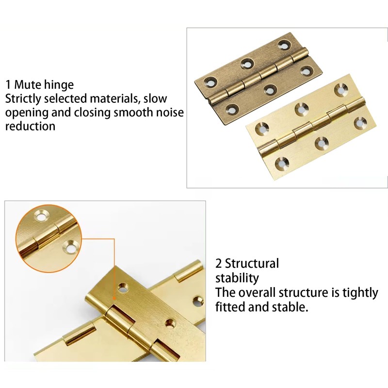 Leliafleury 8Pcs Folding Door Hinges 64mm(2.5 inch) Brass Butt Hinge