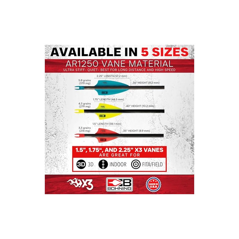 Bohning X3 Vane, 1.75", Purple, 36pk