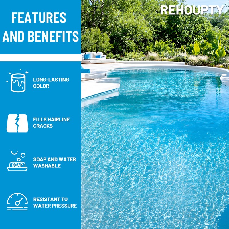 Pool Paint Ocean Blue, Durability Water-Based Acrylic Resin Concrete Pool