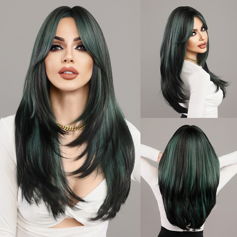 Long Wig Human Hair with Bangs and Wig Cap Glueless