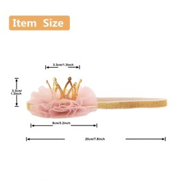 Nishine 1.3"x1.3" Mini Baby Girl Tulle Crown Headband Toddler Princess Crown Tiaras Birthday Photography (Gold, Elastic)