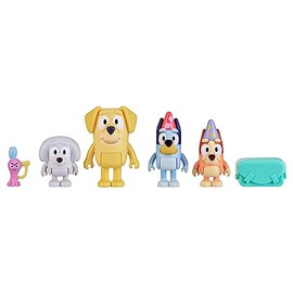 Bluey Figure 4-Pack, Pass The Parcel 2.5-3 inch, Bingo, Lucky's Dad and Lila Character Figures with Accessories