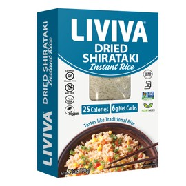 LIVIVA Low Carb Dried Shirataki Instant Rice (Pack of 2) - Low Calories - 25 Calories, Low Carb - 5g of Net Carbs, 0g of Fat and 0g of sugar