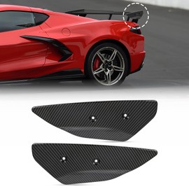 Bracingo Rear High Wing Spoiler Side Winglet fit for Chevy Corvette C8 Stingray Coupe Convertible 5VM with Factory Rear High Wing Spoiler 2020-2024 (Carbon Fiber Texture)