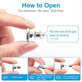 KUNTAERY 8 Sets Button Pins for Jeans, No Sew Reusable Adjustable Loose Jeans Button Waist Tightener, Reduce Too Big Pants Waist to Make Smaller