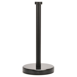 Paper Towel Holder Countertop, Heavy Weighted Black Marble Paper Towels Holder for Kitchen Counter, Modern Standing Papertowel Roll Holders(Matte Black Stainless Steel Bar, Black Natural Marble Base)