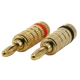 Monoprice Gold Plated Speaker Banana Plugs – 1 Pair – Closed Screw Type, For Speaker Wire, Home Theater, Wall Plates And More