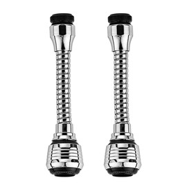 Gebildet 360 Degree Big Angle Swivel Faucet Aerator, for Home Kitchen Bathroom Sink Tap Head (with Movable Hose Adapter Attachments), High Pressure Bathtub Nozzle Rotate Replacement (Pack of 2)