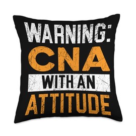 CNA With An Attitude Certified Nursing Assistant Medical Throw Pillow