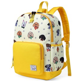 VASCHY Kids Backpack, 13L School Bag for Boys and Girls 4-6Years Water Resistant Toddler Dinosaur Rucksack Children's Backpack with Elastic Water Bottle Pockets for Elementary School(Yellow Puppy)