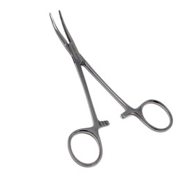 Heavy Duty 1 Each 5.5" Full Serrated Curved Hemostat Forceps Locking Clamps Stainless Steel (Silver)