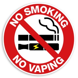2 x 10cm No Smoking Vaping Sign Vinyl Stickers Office H&S Warning Sticker #31373 (10cm Wide)