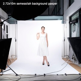 Semessilah Seamless Photography Background Paper Roll, White Photo Paper Backdrop for Photography, Video and Streaming (107''x32' Artic White)