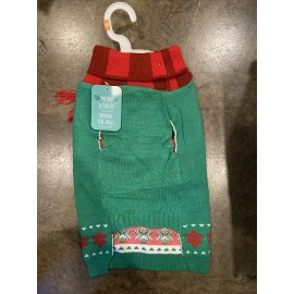 MERRY & BRIGHT red green holiday snowman Christmas dog sweater Med pullover NEW