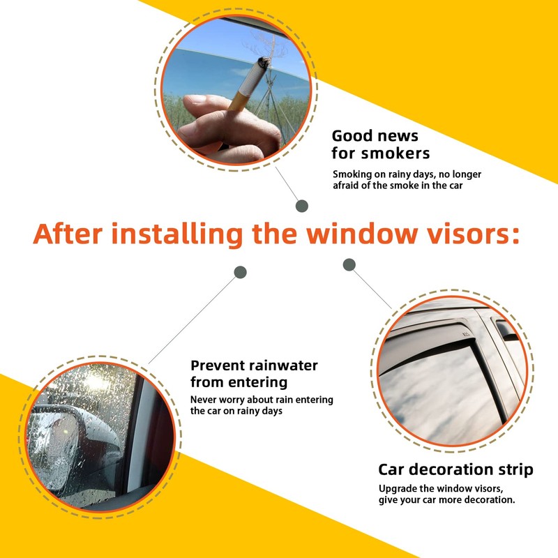 PLDDE Window Visors Compatible with 1984-2001 Jeep Cherokee 4-Door Out