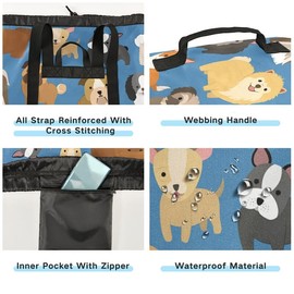 VIGTRO Laundry Bag Backpack Hamper Basket Large Heavy Duty Cute Dog Printed, Dirty Clothes Organizer with Shoulder Straps Pet Puppy for College Dorm Room Apartment Travel Gym Hotel