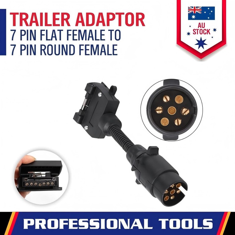7 Pin Round Male Plug to 7 Pin Flat Female