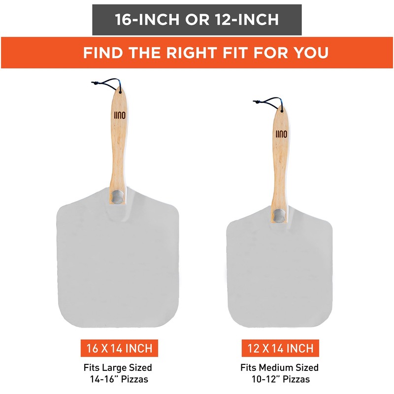 OUII Pizza Peel - 16 x 14-inch Aluminum Metal Spatula