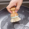 2PCS Bamboo Round Mini Palm Scrub Brush, Natural Bamboo Stiff