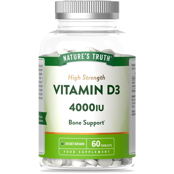 Nature's Truth Vitamin D Tablets 4000IU | High Strength |