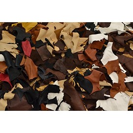 The Leather Guy - Scrap Deer Leather 1 Pound 1/2-2 Hand Sizes 2-4 oz Deer Hide Black/Browns/White