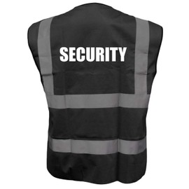 Security Black Hi Vis Vest Reflective, Work Wear Security, High Visibility, By Brook Hi Vis, XLarge