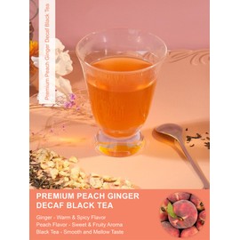 TeeLux Decaf Peach Ginger Black Tea, Decaffeinated Black Tea Flavored with Spicy Ginger & Peach Flavor, Smooth & Full-Bodied, 100 Count