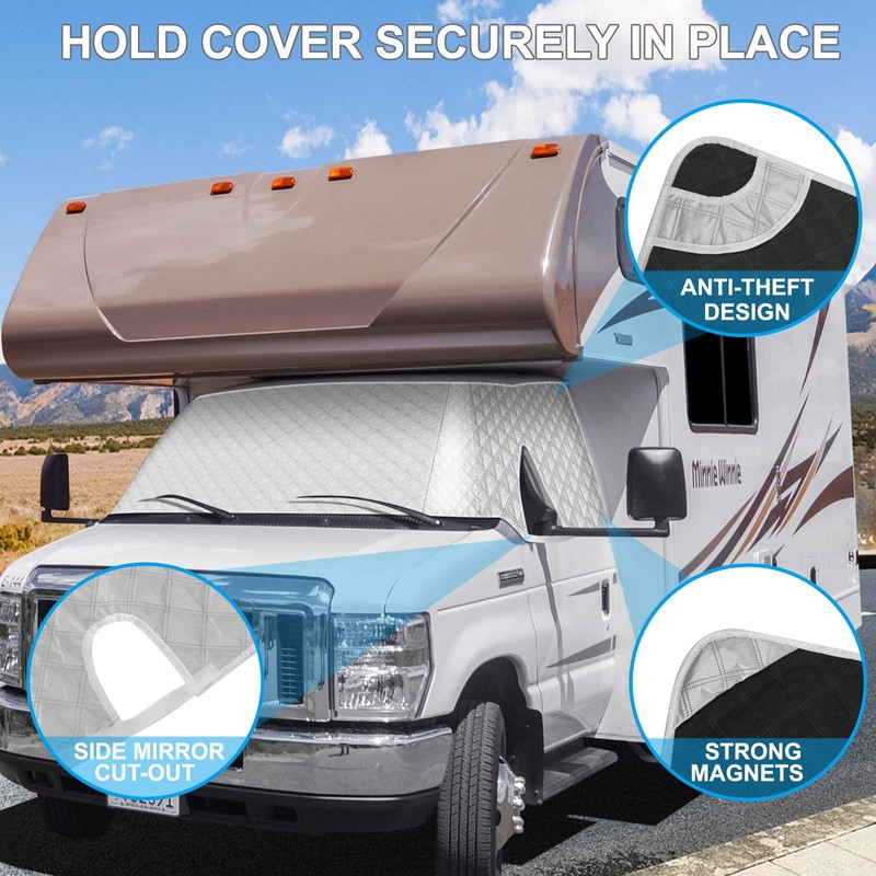 RV Windshield Cover Compatible with Class C Ford E450 1997-2025