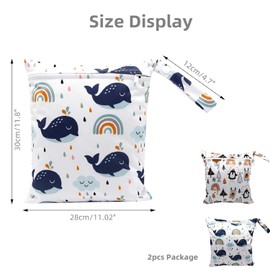 Coyanyu 2 Stück Wetbag Kindergarten, Wasserdicht Nasstasche Windeltaschen, Wet Bag Wiederverwendbare Stoffwindeln Nasstaschen mit Reißverschluss, Stoffwindeln Nasstaschen für Reisen Strand Pool
