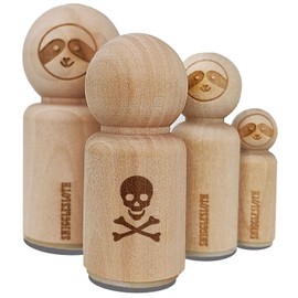 Skull and Crossbones Solid Rubber Stamp for Stamping Crafting Planners - 3/4 Inch Small