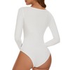 SHAPERIN Women's Bodysuit Square Neck Long Sleeve Body Suit Top
