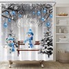 ASVEAS Blue Snowman Shower Curtain Merry Christmas Pine Trees Branches