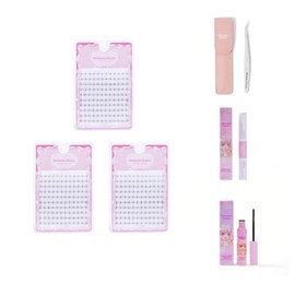 Ninetynine Dreams 120pcs Cat Ear Lower Lashes (6-7mm) Natural Individual Spiky False Eyelash Soft Reusable Bottom Lashes Clusters With Thin Transparent Band (3 Pack + Accessories (Bond & Seal))