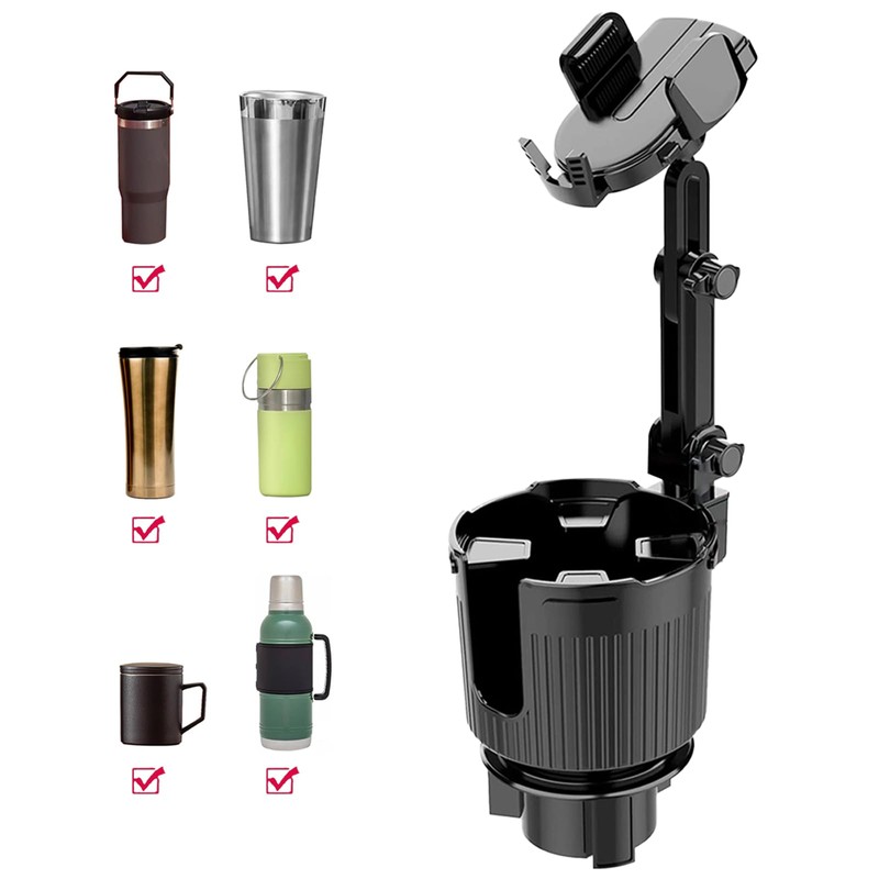 Car Cup Holder Expander with Phone Holder for Vehicles -